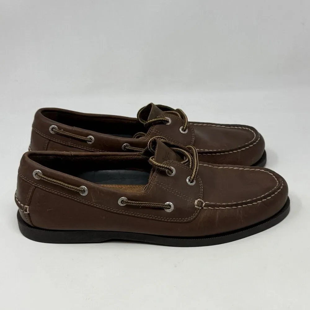 Dockers Vargas Boat Shoes Mens 10 M Brown Leather 2 Eye Casual Preppy Moccasins